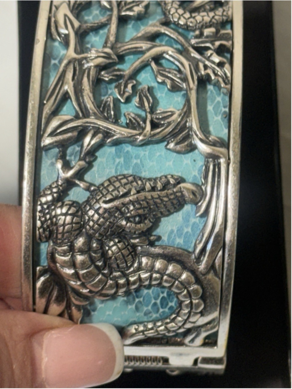 Chi By Falchi Garden Of Eden Silver tone Reptile Cuff Watch bangle BRACELET NEW - Picture 5 of 16